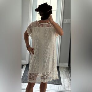 Beautiful white lacy off white dress size large